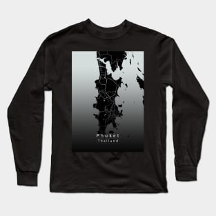 Phuket Thailand Island Map dark Long Sleeve T-Shirt